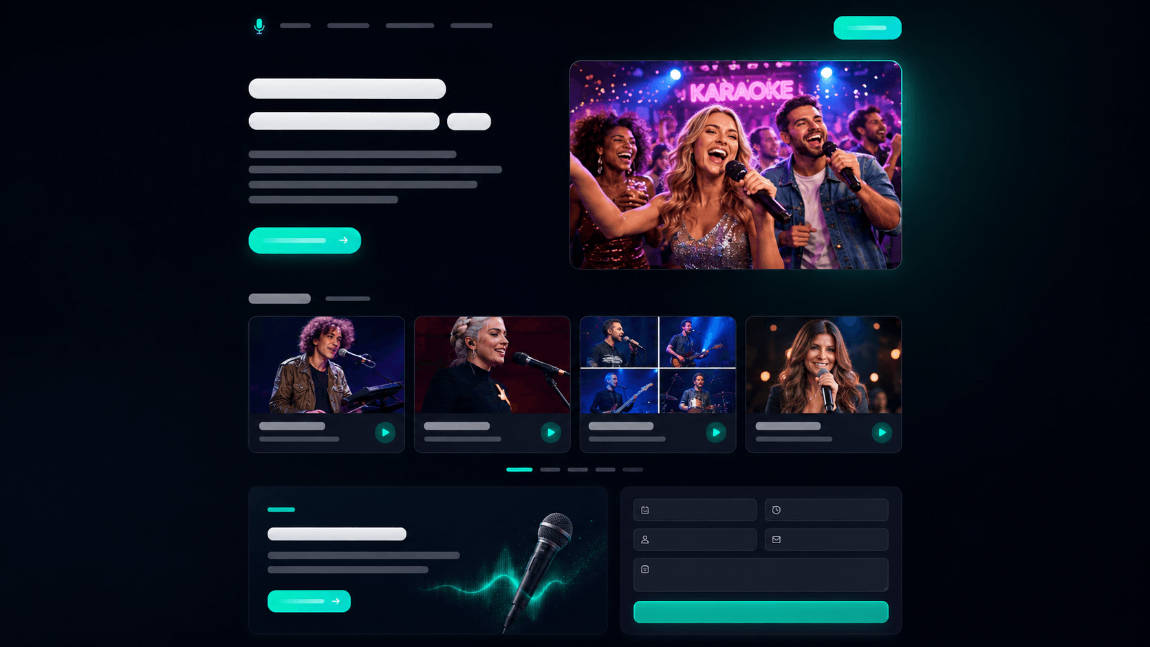 Startsidan på sjungkaraoke.se med karaokefest och karusell av populära låtar.